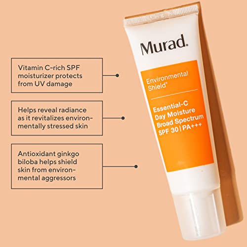 Murad Environmental Shield Essential-C Day Moisture SPF 30 - Vitamin C Facial Sunscreen, Protects and Brightens, 1.7 Fl Oz