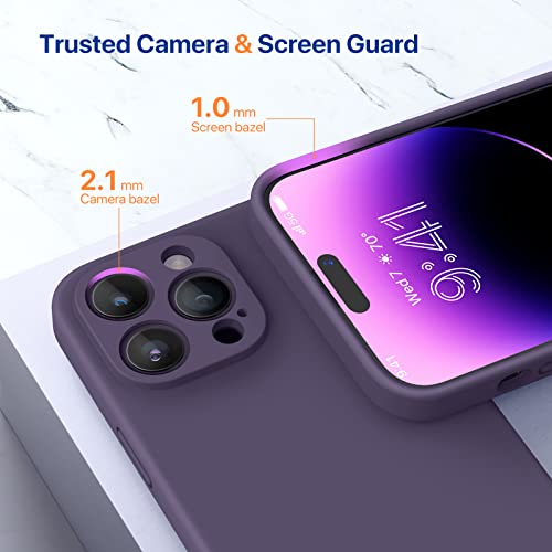 Miracase Designed for iPhone 14 Pro Max Case, with 2 Pack Screen Protectors,[Upgraded Enhanced Camera Protection],Shockproof Liquid Silicone Case with Microfiber Lining,6.7 inch(Dark Purple)