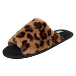 Jessica Simpson womens Plush Faux Fur Fuzzy Slide on Open Toe With Memory Foam Slipper, Leopard, Large US