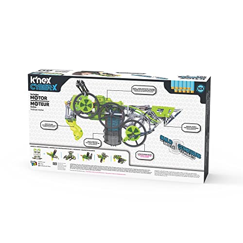 K'NEX Cyber-X C10 Crypto Crank with Motor - Blasts up to 60 ft - 383 Pieces, 6 Builds, Targets, 10 Darts - Great Gift Kids 8+