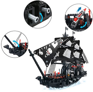 BRICK STORY Black Pirate Ship Building Kit with 5 Mini Pirates Figures, Pirate Ships Toy Model Set for Teens and Adult, Creative Pirates Themed Gifts for Kids Boys Age 8 Years and Up, 809 Pcs