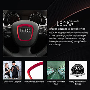 LECART for Audi A4 Accessories A3 A6 Q5 Q7 Red Aluminum Alloy Steering Wheel Logo Badge Cover Decal Sticker Car Interior Emblem Decor Trim