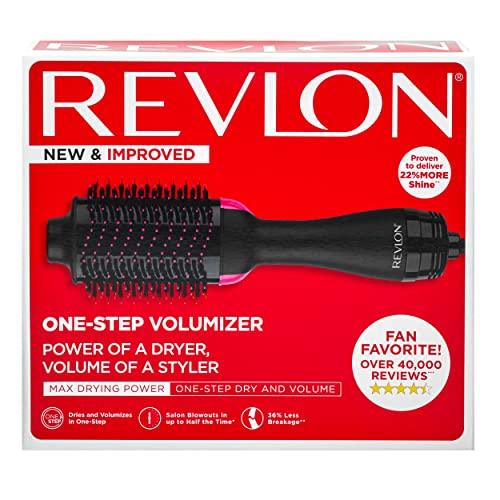 REVLON One-Step Volumizer Original 1.0 Hair Dryer and Hot Air Brush, Black