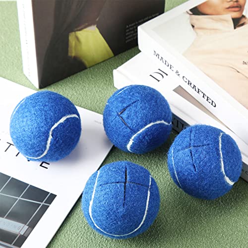 Macarrie 24 Pcs Precut Tennis Balls for Furniture Legs and Floor Protection Chairs Desks Furniture Tennis Balls for Chairs Feet Long Lasting Tennis Ball Chair Foot Covers (Blue)