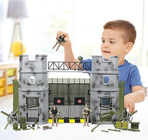 Click N' Play Military Army Base 51 Piece Play Set with Accessories | Educational Toy Soldiers Figures & Playsets | Army Men Toys for Boys, Kids