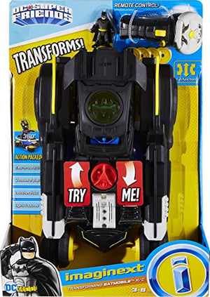 Imaginext DC Super Friends Batman Transforming Batmobile Remote Control Car with Lights and Sounds, Preschool Toys for Pretend Play