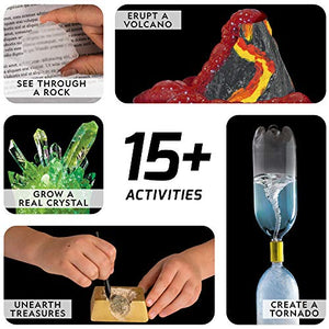 NATIONAL GEOGRAPHIC Earth Science Kit - Over 15 Science Experiments & STEM Activities for Kids, Crystal Growing, Erupting Volcanos, 2 Dig Kits & 10 Genuine Specimens, a Great STEM Science Kit