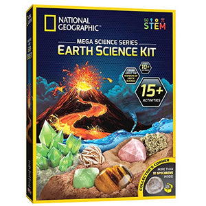 NATIONAL GEOGRAPHIC Earth Science Kit - Over 15 Science Experiments & STEM Activities for Kids, Crystal Growing, Erupting Volcanos, 2 Dig Kits & 10 Genuine Specimens, a Great STEM Science Kit