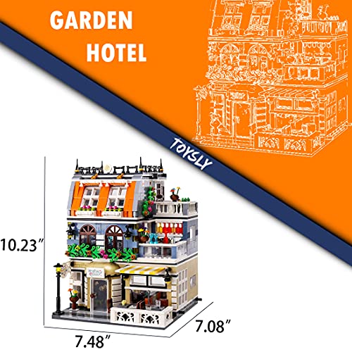 TOYSLY Garden Hotel Street MOC Building Blocks Toy, Towns Series Kits, Collectible Play Model Set and Building City Toys for Kids and Teens (1316 Pieces)