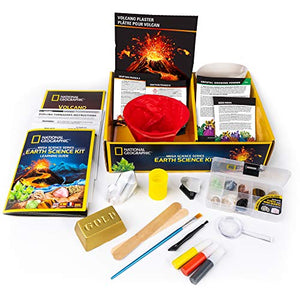 NATIONAL GEOGRAPHIC Earth Science Kit - Over 15 Science Experiments & STEM Activities for Kids, Crystal Growing, Erupting Volcanos, 2 Dig Kits & 10 Genuine Specimens, a Great STEM Science Kit