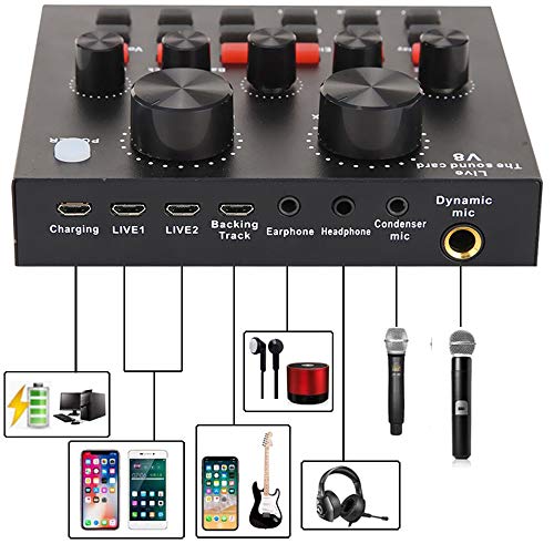 ALPOWL Podcast Equipment Bundle, Audio Interface with All in One Live Sound Card and Condenser Microphone, Perfect for Recording, Broadcasting, Live Streaming (Gold)