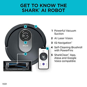 Shark RV2001 AI Robot Vacuum with LIDAR Navigation, Home Mapping, Perfect for Pet Hair, Works with Alexa, Wi-Fi Connected, Gray/Silver