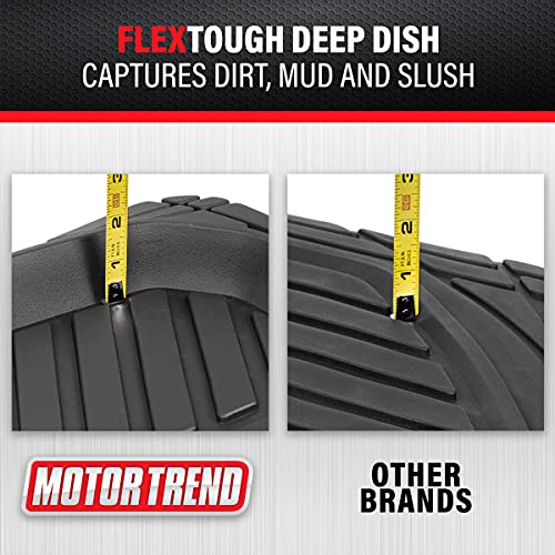 Motor Trend 923-BK Black FlexTough Contour Liners-Deep Dish Heavy Duty Rubber Floor Mats for Car SUV Truck & Van-All Weather Protection Trim to Fit Most Vehicles