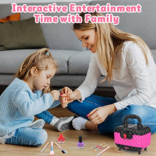 Hollyhi 41 Pcs Kids Makeup Toy Kit for Girls, Washable Makeup Set Toy with Real Cosmetic Case for Little Girl, Pretend Play Makeup Beauty Set Birthday Toys Gift for 3 4 5 6 7 8 9 10 Years Old Kid