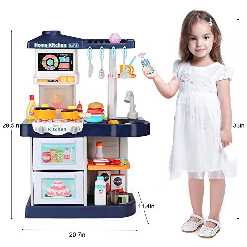 Pretend Play Kitchen Set for Toddlers, Mini Kitchen Accessories with Play Cooking Stove, Pot and Pan with Spray Realistic Light & Sound and Play Cutting Food, Outdoor Cooking Toys for Kids Girls Boys