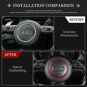 LECART Red Steering Wheel Emblem Logo Cover Sticker for Audi Car Accessories A3 A4 A5 A7 Q3 Q4 Auto Interior Badge Decor Trim