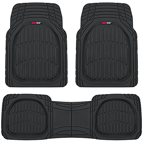 Motor Trend 923-BK Black FlexTough Contour Liners-Deep Dish Heavy Duty Rubber Floor Mats for Car SUV Truck & Van-All Weather Protection Trim to Fit Most Vehicles