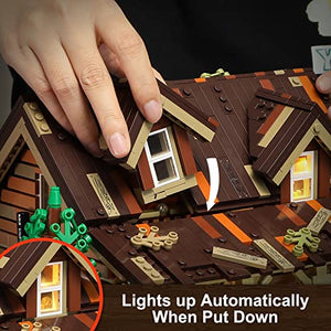 Funwhole Wood-Cabin Building Set with LED Lights - Construction Building Model Set 2097 PCS for Teen and Adults with LED Lighting Kit