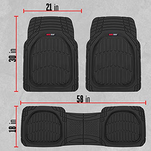 Motor Trend 923-BK Black FlexTough Contour Liners-Deep Dish Heavy Duty Rubber Floor Mats for Car SUV Truck & Van-All Weather Protection Trim to Fit Most Vehicles