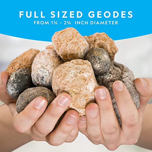 NATIONAL GEOGRAPHIC Break Open 10 Premium Geodes – Includes Goggles, Detailed Learning Guide & 2 Display Stands - Great STEM Science Gift for Mineralogy & Geology Enthusiasts of Any Age