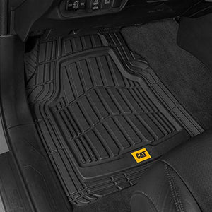 Caterpillar CAT (3-Piece) Deep Dish Heavy Duty Odorless Rubber Floor Mats, Total Protection Durable Trim to Fit Liners for Car Truck SUV & Van, All Weather, 01-Black (CAMT-1003-BK)