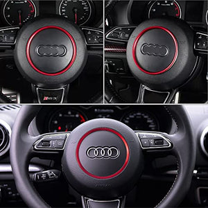 LECART Red Steering Wheel Emblem Logo Cover Sticker for Audi Car Accessories A3 A4 A5 A7 Q3 Q4 Auto Interior Badge Decor Trim