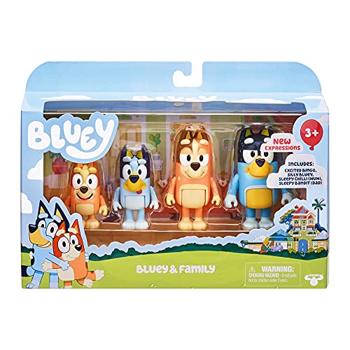 Bluey Bluey & Family Figure 4-Pack, Bingo, Bandit & Chilli - New Expressions