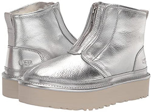 UGG Women's Neumel Platform Zip Shine Fashion Boot, Silver Metallic, 8