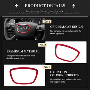 LECART for Audi Accessories A4 A3 A5 A6 A7 A8 Q3 Q5 Q7 Steering Wheel Logo Sticker Car Interior Emblem Badge Cover Red Metal Decor Decals