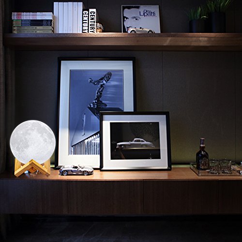 Moon Lamp, LOGROTATE 16 Colors LED Night Light 3D Printing Moon Light with Stand & Remote/Touch Control and USB Rechargeable, Moon Light Lamps for kids friends Lover Birthday Gifts (Diameter 4.8 INCH)