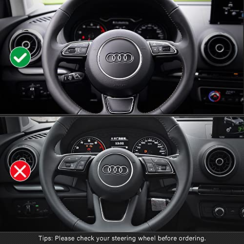 LECART Red Steering Wheel Emblem Logo Cover Sticker for Audi Car Accessories A3 A4 A5 A7 Q3 Q4 Auto Interior Badge Decor Trim