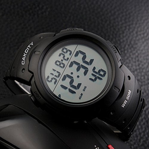 CakCity Mens Digital Sports Watch LED Screen Large Face Military Watches for Men Waterproof Casual Luminous Stopwatch Alarm Simple Army Watch