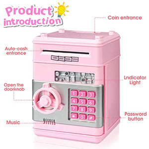 MAGIBX Piggy Bank Toys for 6 7 8 9 10 11 Year Old Girl Gifts, Money Saving Box for Teen Girls Toys Age 6-8-10-12, Christmas Birthday Gifts for 7 8 Year Old Girls Stuff ATM Machine for Kids 5-7, Pink