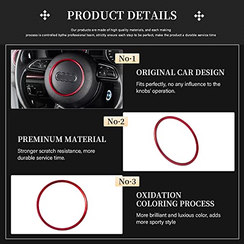 LECART Red Steering Wheel Emblem Logo Cover Sticker for Audi Car Accessories A3 A4 A5 A7 Q3 Q4 Auto Interior Badge Decor Trim