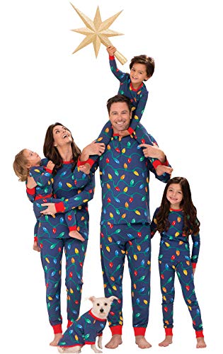 PajamaGram Matching Christmas PJs for Family, Christmas Lights, Women 1X / 16-18 Blue