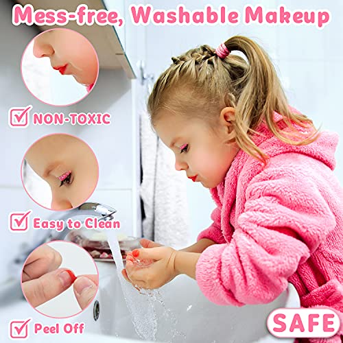 Hollyhi 41 Pcs Kids Makeup Toy Kit for Girls, Washable Makeup Set Toy with Real Cosmetic Case for Little Girl, Pretend Play Makeup Beauty Set Birthday Toys Gift for 3 4 5 6 7 8 9 10 Years Old Kid