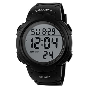 CakCity Mens Digital Sports Watch LED Screen Large Face Military Watches for Men Waterproof Casual Luminous Stopwatch Alarm Simple Army Watch