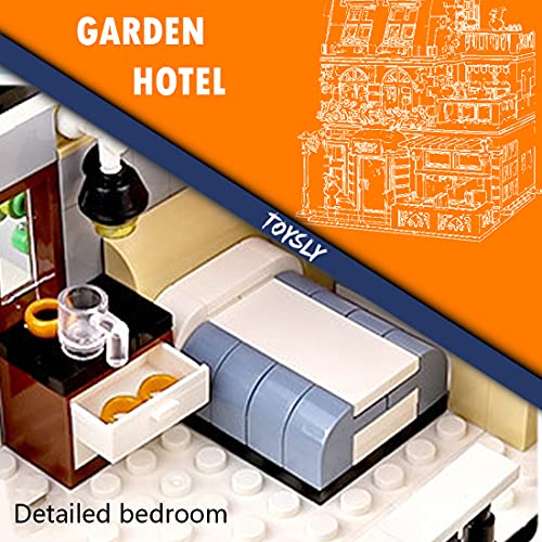 TOYSLY Garden Hotel Street MOC Building Blocks Toy, Towns Series Kits, Collectible Play Model Set and Building City Toys for Kids and Teens (1316 Pieces)