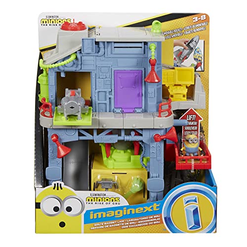 Imaginext Minions The Rise of Gru Gadget Lair Playset with Minion Otto Figure and Toy Rocket for Preschool Kids Ages 3 and Up