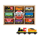 Melissa & Doug Wooden Train Cars (8 pcs) - Magnetic Train, Wooden Train Toys, Train Sets For Toddlers And Kids Ages 3+