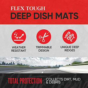 Motor Trend 923-BK Black FlexTough Contour Liners-Deep Dish Heavy Duty Rubber Floor Mats for Car SUV Truck & Van-All Weather Protection Trim to Fit Most Vehicles