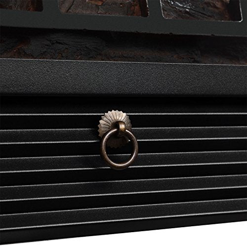 XtremepowerUS 28.5" Embedded Fireplace Electric Insert Heater Glass View Log Flame Stove Adjustable 1500W Remote, Black