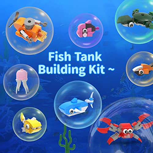 Tenhorses Fish Tank Building Block Set, Lighting Aquarium Sets Including Marine Life, a Submarine and a Treasure Chest, Building Block Toy for 6+, Gift for Sea Lovers.