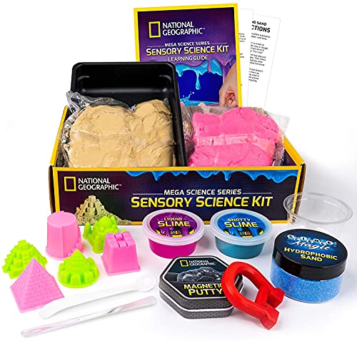 NATIONAL GEOGRAPHIC Sensory Science Kit - Mega Science Combo Kit for Kids, Includes Sensory Play Sand, Slime, Putty, and Other Sensory Experiments, Great Interactive Learning and Stress Relief Toy