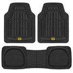 Caterpillar CAT (3-Piece) Deep Dish Heavy Duty Odorless Rubber Floor Mats, Total Protection Durable Trim to Fit Liners for Car Truck SUV & Van, All Weather, 01-Black (CAMT-1003-BK)