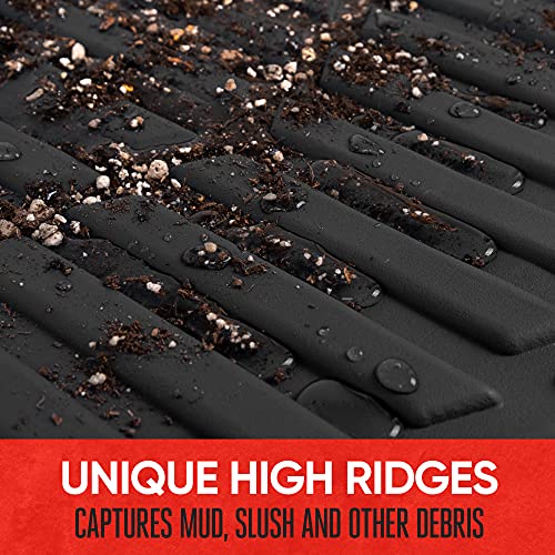 Motor Trend 923-BK Black FlexTough Contour Liners-Deep Dish Heavy Duty Rubber Floor Mats for Car SUV Truck & Van-All Weather Protection Trim to Fit Most Vehicles