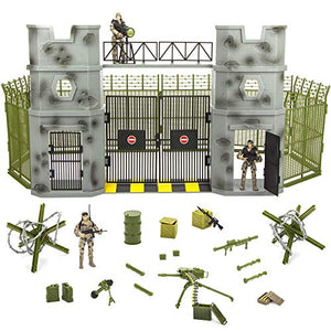 Click N' Play Military Army Base 51 Piece Play Set with Accessories | Educational Toy Soldiers Figures & Playsets | Army Men Toys for Boys, Kids