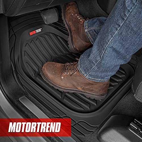 Motor Trend 923-BK Black FlexTough Contour Liners-Deep Dish Heavy Duty Rubber Floor Mats for Car SUV Truck & Van-All Weather Protection Trim to Fit Most Vehicles