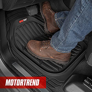 Motor Trend 923-BK Black FlexTough Contour Liners-Deep Dish Heavy Duty Rubber Floor Mats for Car SUV Truck & Van-All Weather Protection Trim to Fit Most Vehicles