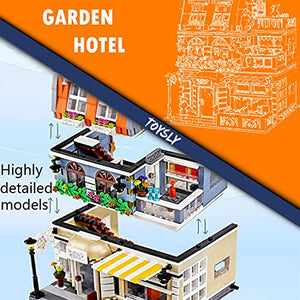 TOYSLY Garden Hotel Street MOC Building Blocks Toy, Towns Series Kits, Collectible Play Model Set and Building City Toys for Kids and Teens (1316 Pieces)